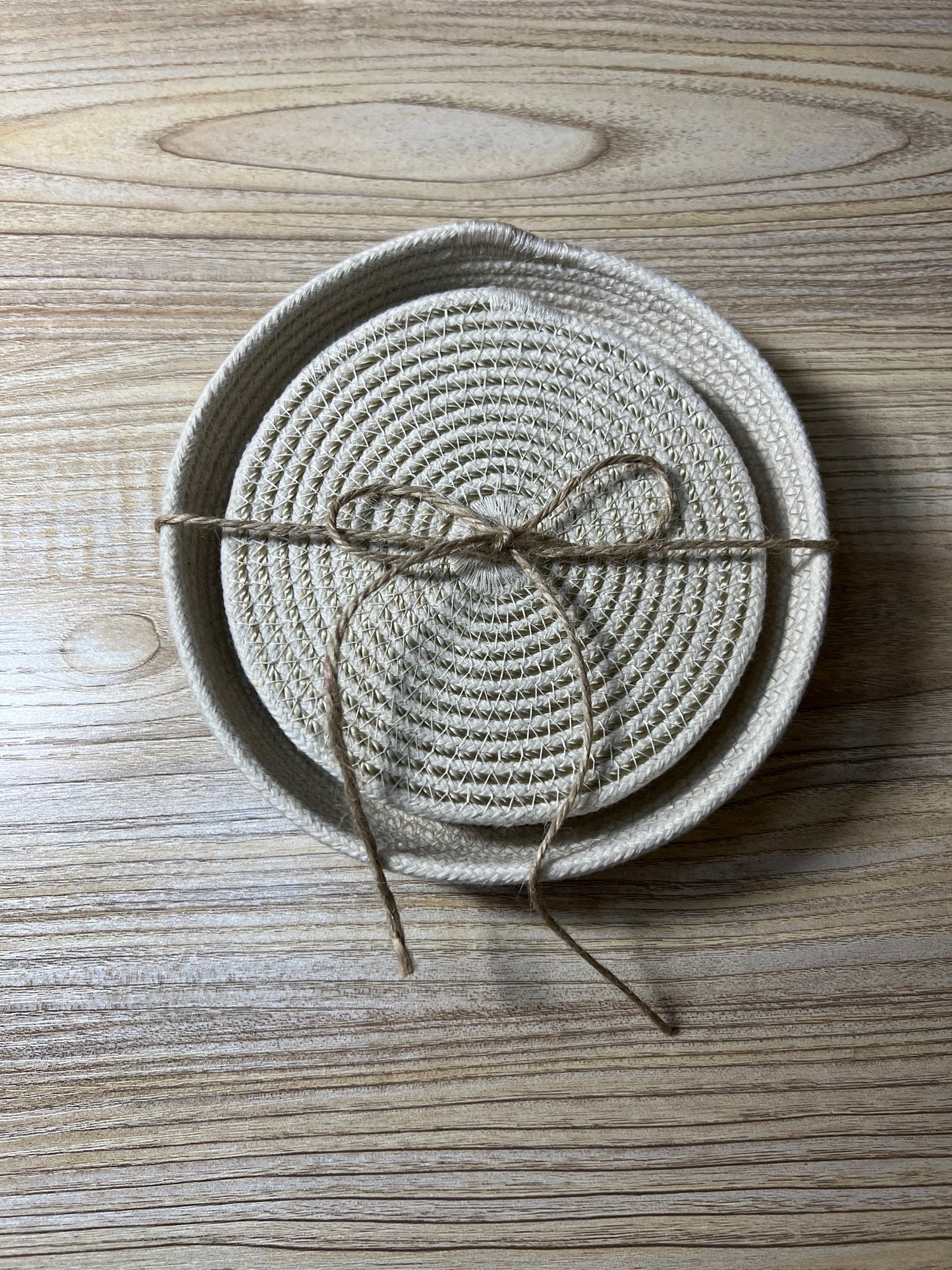 Gold Silk Twine Coaster Set | Coasters & Coaster Holder Included