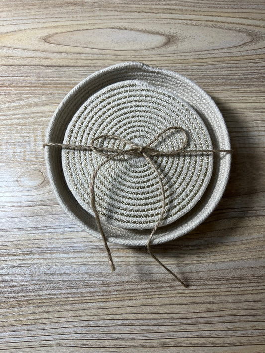Gold Silk Twine Coaster Set | Coasters & Coaster Holder Included