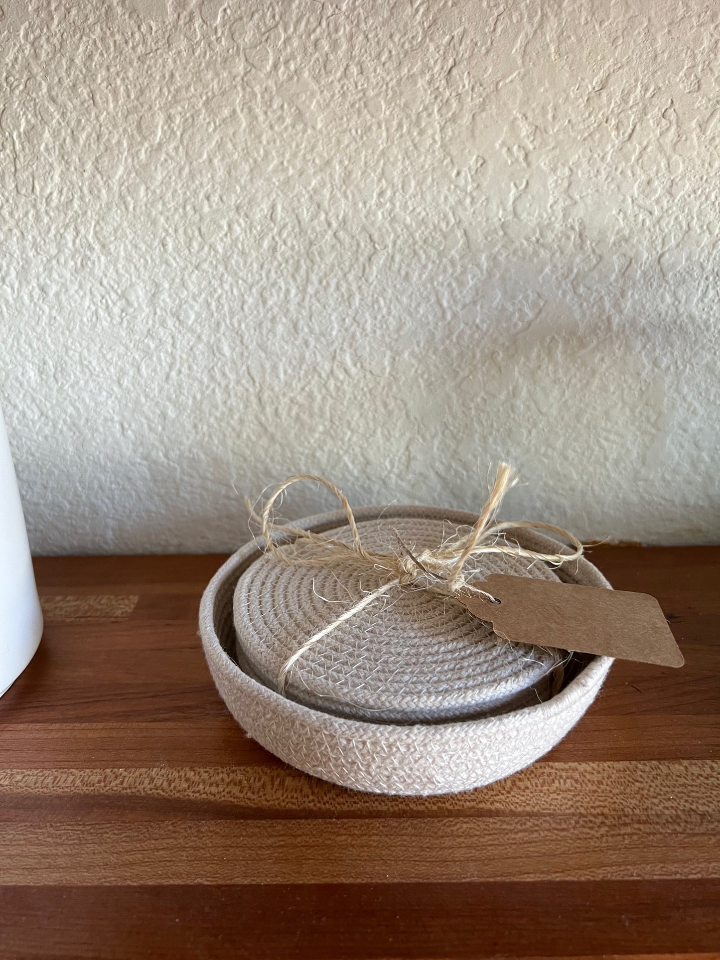 Natural Beige Coaster Set | Coasters & Coaster Holder Included