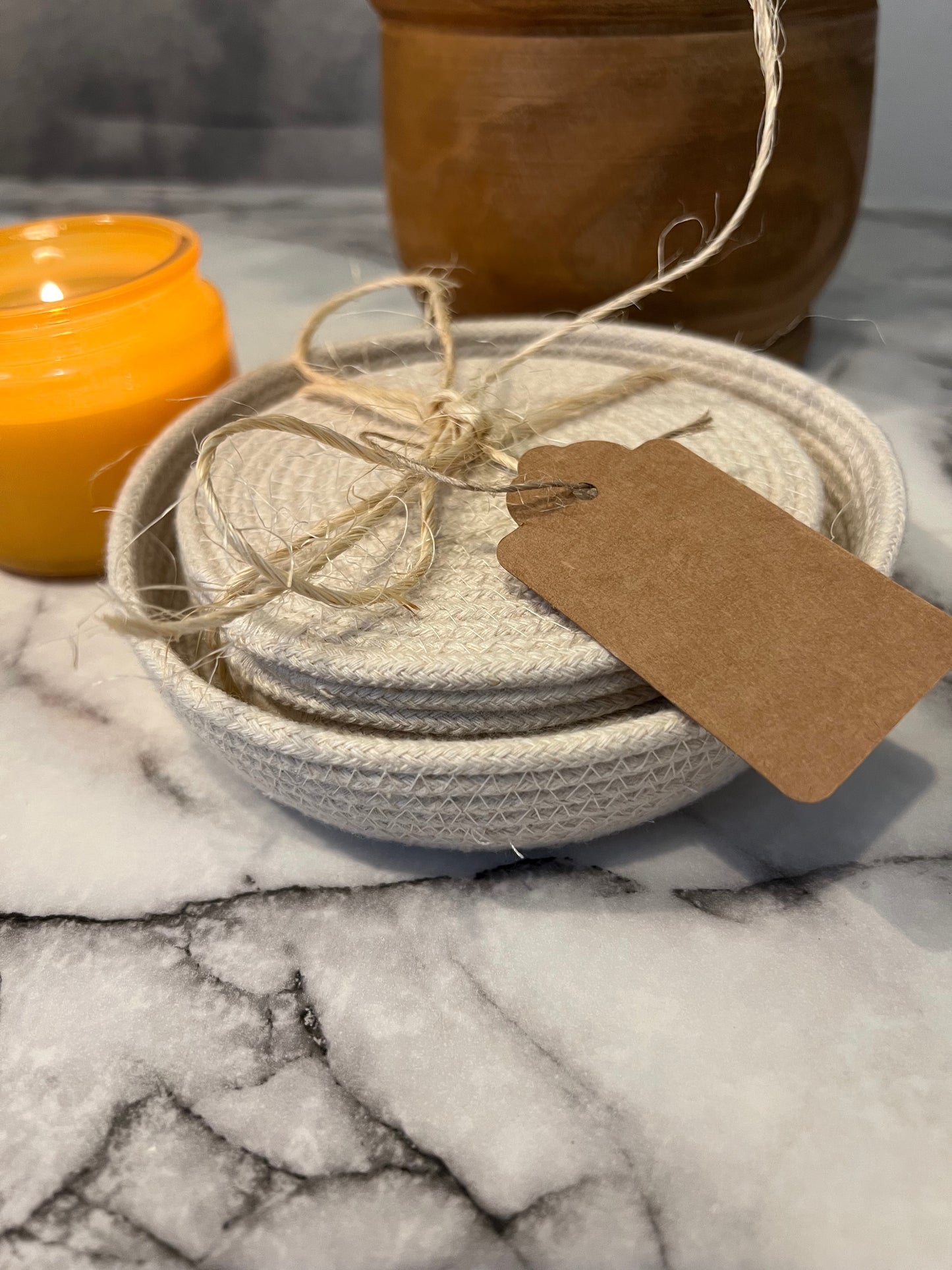 Natural Beige Coaster Set | Coasters & Coaster Holder Included