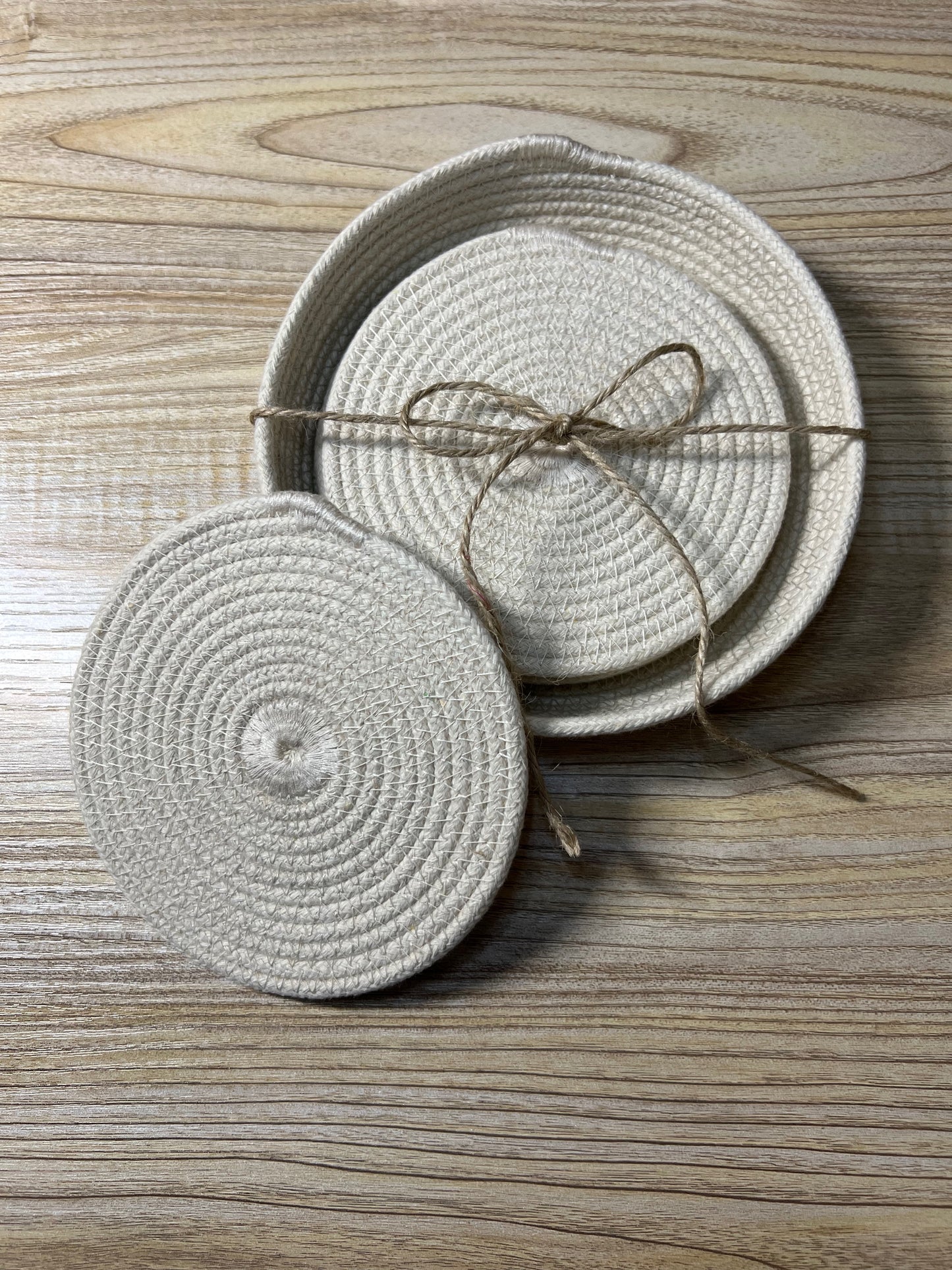 Natural Beige Coaster Set | Coasters & Coaster Holder Included